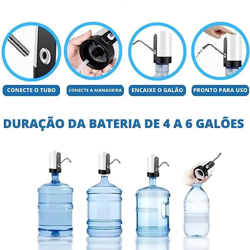 Bomba elétrica prática e eficiente para galão, água fresca com um toque!