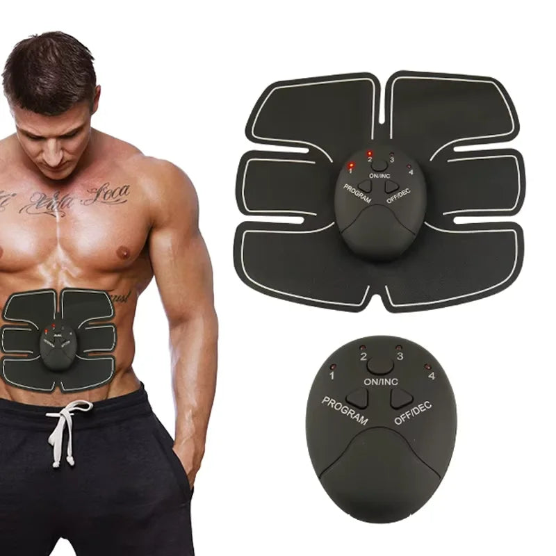 Estimulador muscular EMS de alta tecnologia para definição abdominal e fortalecimento muscular. Dispositivo portátil e ajustável, ideal para treinar em casa, no trabalho ou em qualquer lugar, sem esforço excessivo. Tonificação prática e eficiente.