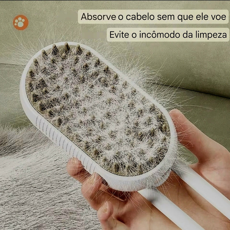 Escova a Vapor 3 em 1: Pelos Soltos Nunca Mais – Conforto e Brilho para Seu Pet!