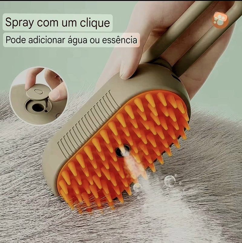 Escova a Vapor 3 em 1: Pelos Soltos Nunca Mais – Conforto e Brilho para Seu Pet!