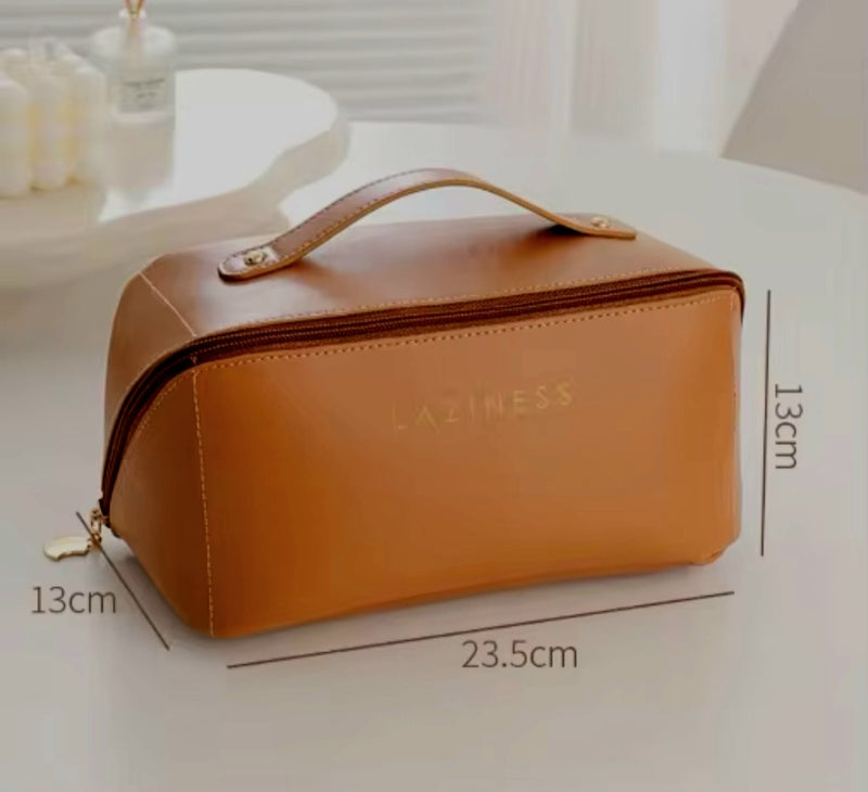 Bolsa Necessaire Feminino Cosmético De Couro PU De Grande Capacidade Portátil Viagem